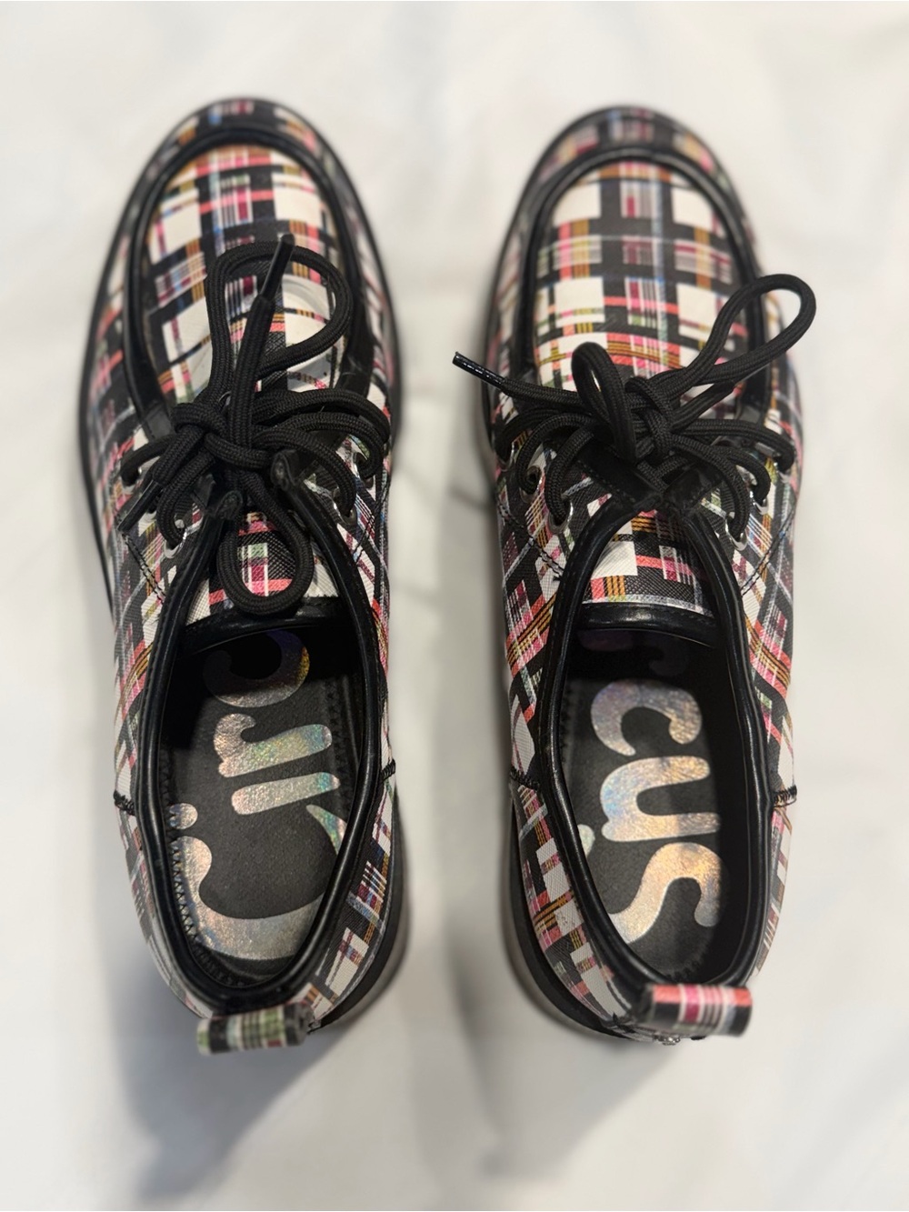 Circus by Sam Edelman Larow Plaid Platform Loafers Lace Up Chunky Lug Sole NWOB